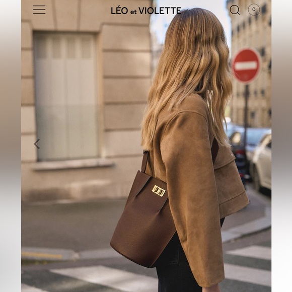 NEW Leo Et Violette Le Duo Bucket Bag Brown Grain Leather - Picture 2 of 16